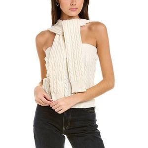 Michael Kors Womens  Cashmere Cable Sleeve Halter T-Shirt